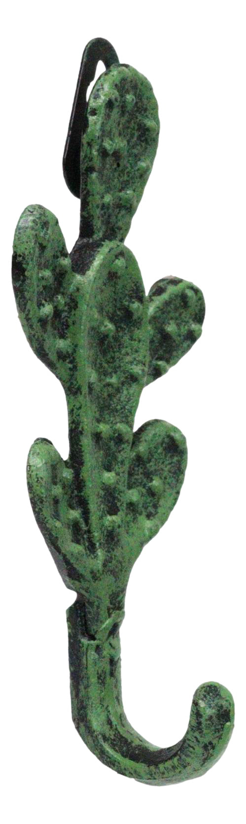 Pack Of 2 Cast Iron Verdi Green Southwest Bunny Ears Cactus Wall Hook Plaques