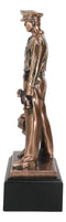 Heroic Men In Blue Police Officer Holding Girl Daughter Hand Bronzed Statue