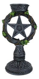Wicca Pentagram Star In Circle With Celtic Knotwork Ivy Vine Votive Candleholder
