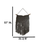 Bohemian Chic Hand Woven Wool Macrame Tapestry With Tassels 26"X37" Wall Decor