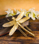 Small Gold Leaf Resin Modern Dragonfly Wall Sculpture Or Tabletop Decoration 7"