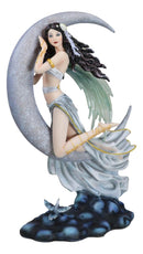 Celestial Dream Voyage Crescent Moon Lullaby Fairy Floating On Clouds Statue