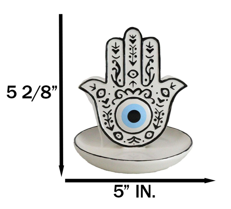 Wicca Hand of God Hamsa Palm Evil Eye Ceramic Backflow Incense Holder Figurine