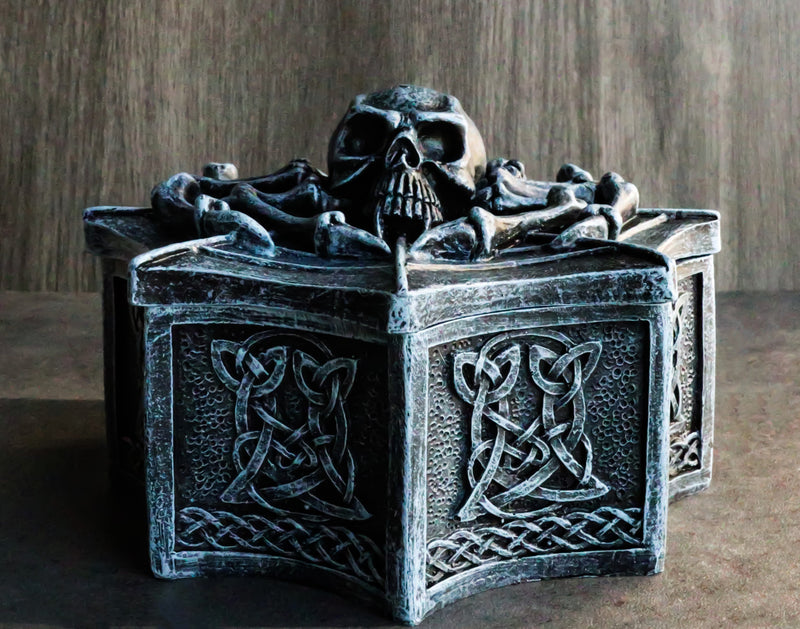 Arachnid Spider Skull On Cobweb With Celtic Knotwork Rune Symbols Decorative Box