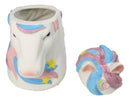 Sacred Purity White Unicorn With Rainbow Mane Horn Ceramic Cookie Jar Figurine