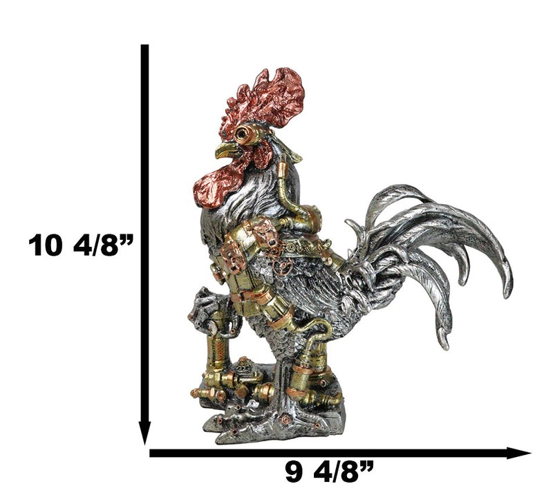 Steampunk Gearwork Robotic Cyborg Rooster Chicken In Battle Armor Figurine