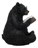 Rustic Forest Western Bookworm Black Bear with Glasses Reading Book Figurine