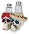 Day Of The Dead Sugar Skulls Roses And Sombrero Hat Salt & Pepper Shakers Holder