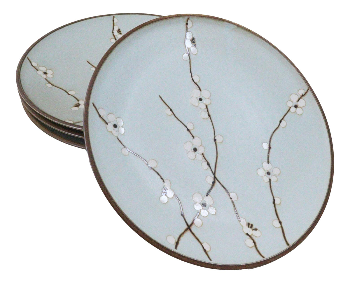 Pack Of 4 Made In Japan Soushun Sakura Round Porcelain Buffet Lunch Plates 10"D