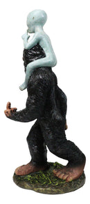 Large Sasquatch Bigfoot Flipping Off With Roswell Alien On Shoulders Figurine