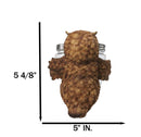 Brown Great Horned Owl Salt and Pepper Shaker Holder Set with Glass Shakers