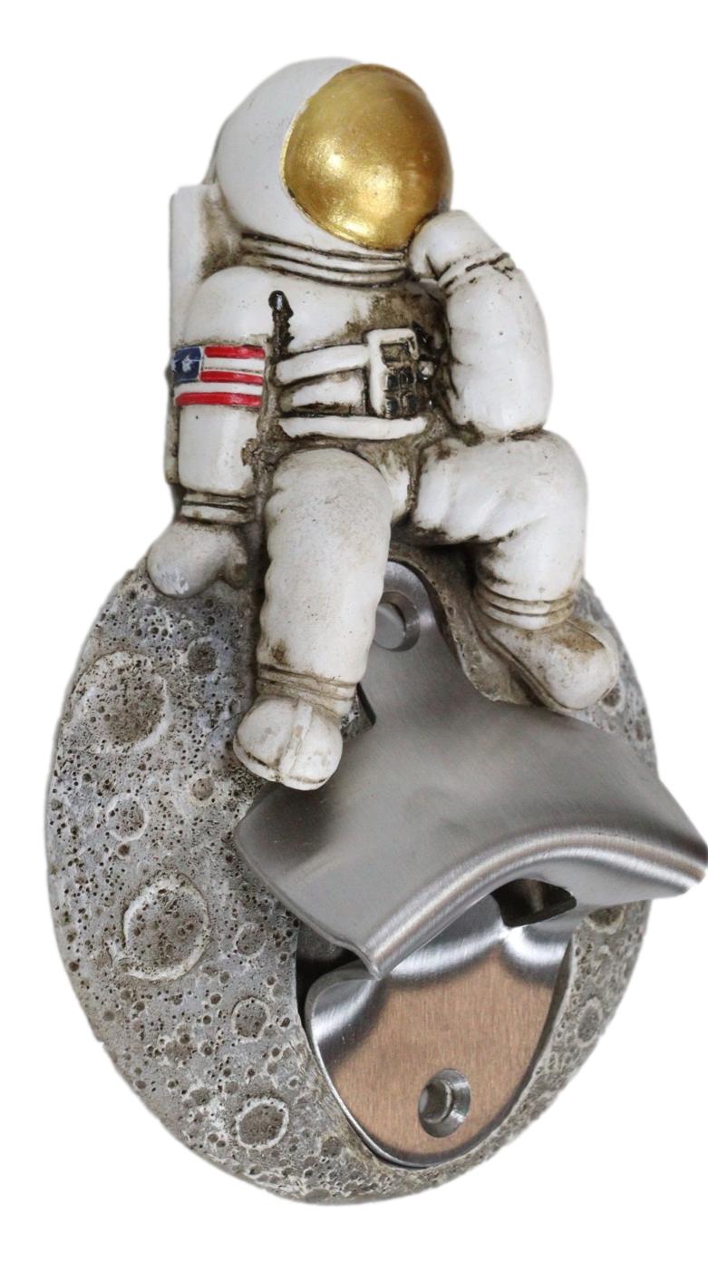 American USA Astronaut in Space Suit Landing On Moon Wall Bottle Opener