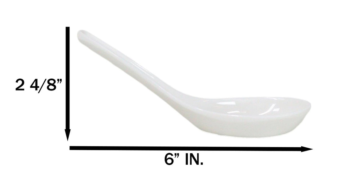 Contemporary High Gloss White Melamine Asian Soup Spoons Pack Of 12 Set