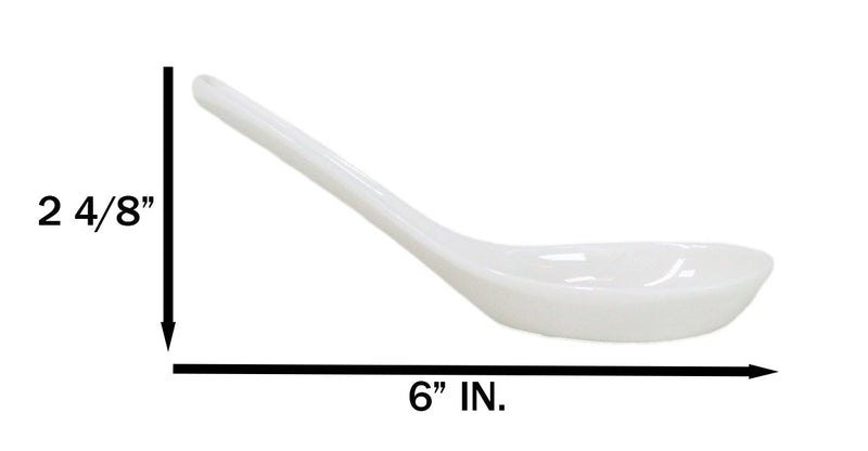 Contemporary High Gloss White Melamine Asian Soup Spoons Pack Of 12 Set