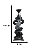 Wicca Triple Moon Pentagram Insignia Black Viper Snake Taper Candle Holder Decor