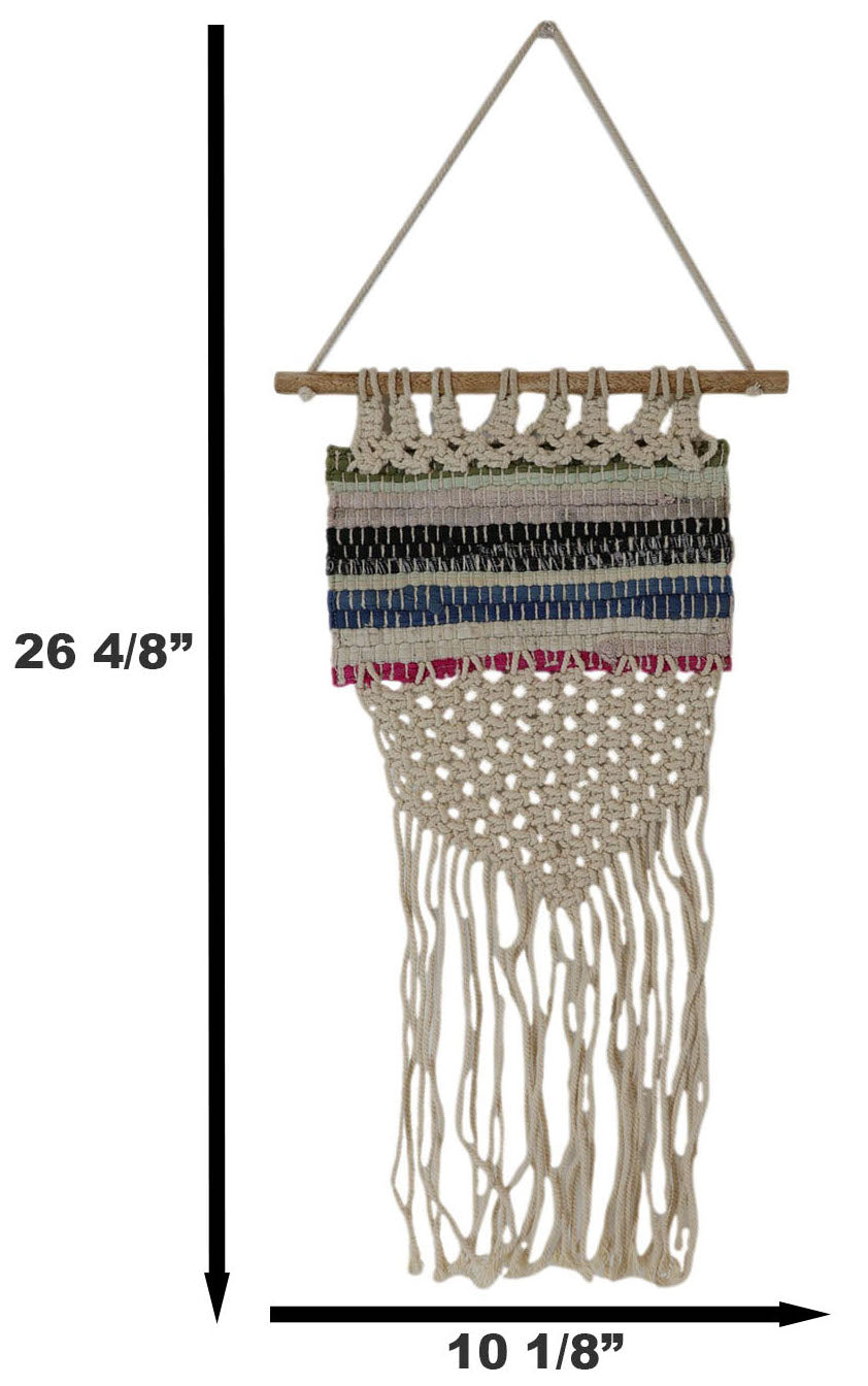 Bohemian Chic Kantha Quilt Macrame Tapestry Boho Wall Hanging Decor Art - Ebros Gift