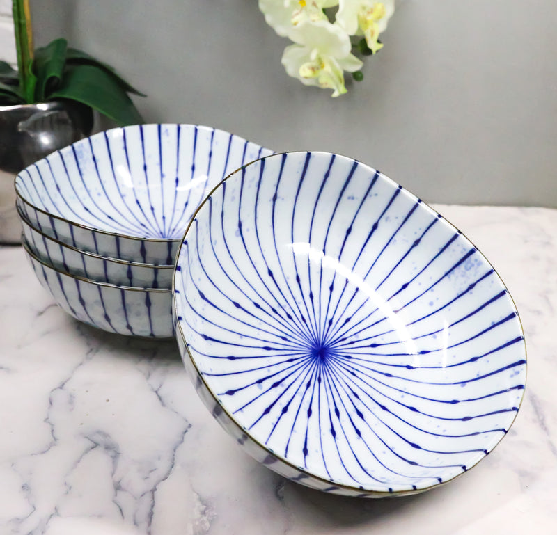 Pack Of 4 Fubuki Tokusa Made In Japan Round Flair Deep Plates Shallow Bowls 36oz