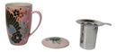 Japanese Fan Festival 15oz Porcelain Tea Mug With Lid & Stainless Steel Infuser