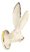 Pack Of 2 Antique White Pewter Cottage Bunny Rabbit Wall Coat Hat Leash Hooks