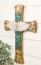 Rustic Western Angel Wings Turquoise Horse And Floral Tooled Leather Wall Cross