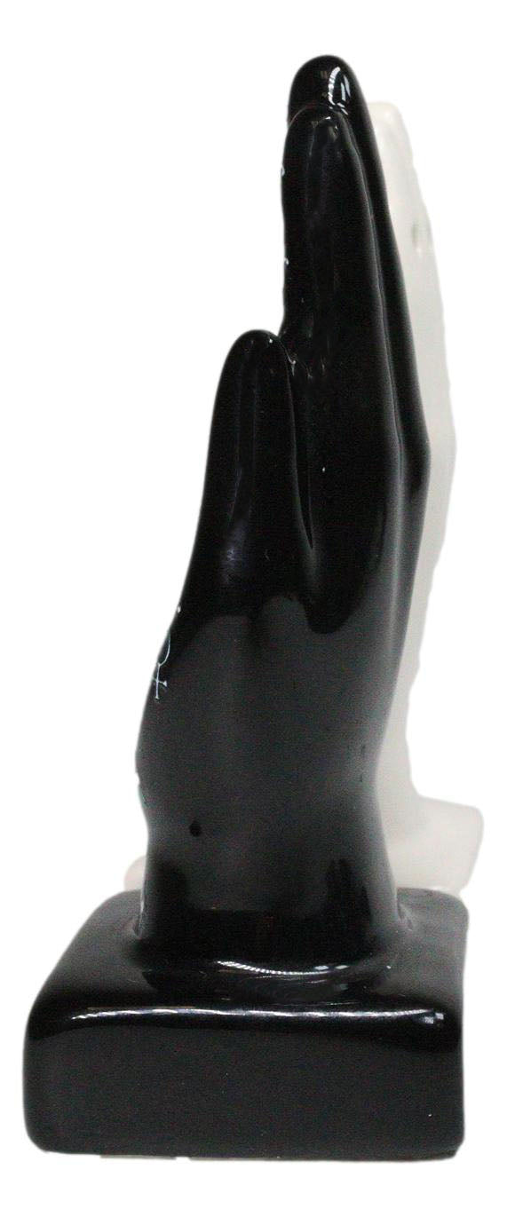 Black And White Fortune Teller Palmistry Hands Ceramic Salt Pepper Shakers Set