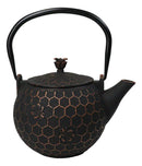 Bronze Bees With Honeycomb Design Large Cast Iron Tetsubin Teapot 60oz Tea Pot
