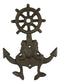 Cast Iron Rustic Nautical Mermaids On Ship Anchor And Helm Double Wall Hooks