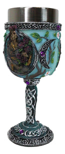 Wicca Triple Moon Goddess Maiden Mother Crone Witchcraft Wine Goblet Chalice 5oz