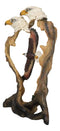 American Bald Eagle Flying Wildlife Forest Scene Faux Wood Cutout Figurine