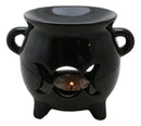 Wicca Witchcraft Triple Moon Black Cauldron Essential Oil Warmer Candle Holder