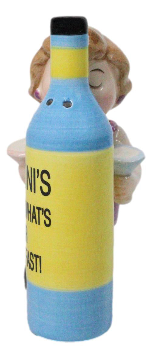 Ebros Gift Martini Lady and Bottle Ceramic Salt and Pepper Shaker Set