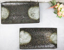 Pack Of 3 Hakumu Grey Tone Porcelain Long Rectangular Serving Platter 15"X8.5"