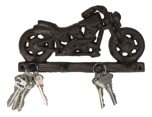 Rustic Cast Iron Retro Motorcycle Bike 4-Peg Wall Hooks Coat Towel Keys Hanger