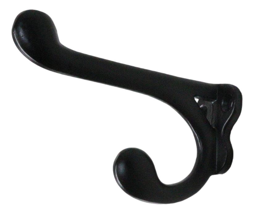 Pack Of 4 Cast Iron Black Traditional School House Double Peg Wall Hooks Accent