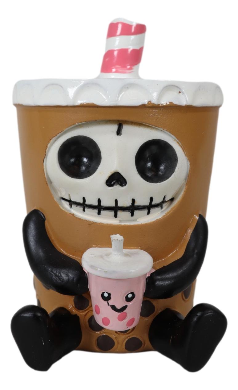 Furrybones Bobby The Bubble Tea Drink Boba Pearls Skeleton Furry Bone Figurine - Ebros Gift