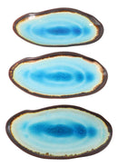 Pack Of 3 Blue Aozora Kannyu Porcelain Oblong Shaped 12" L Serving Platters