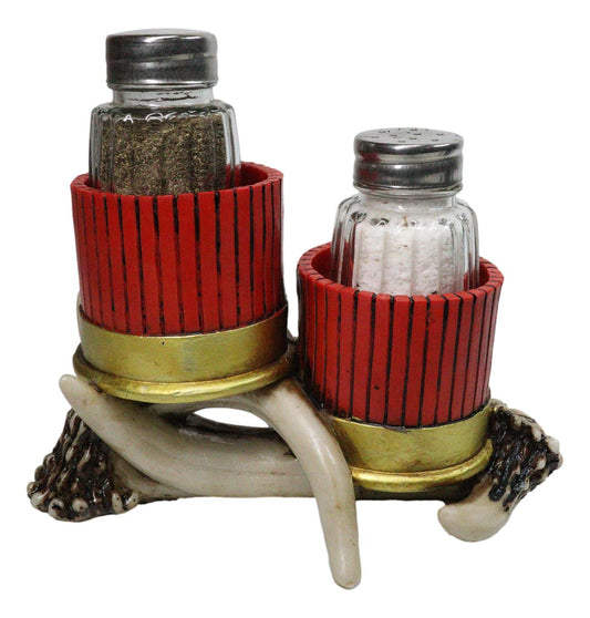 Western Entwined Stag Deer Antlers With Shotgun Bullets Salt Pepper Shakers Set
