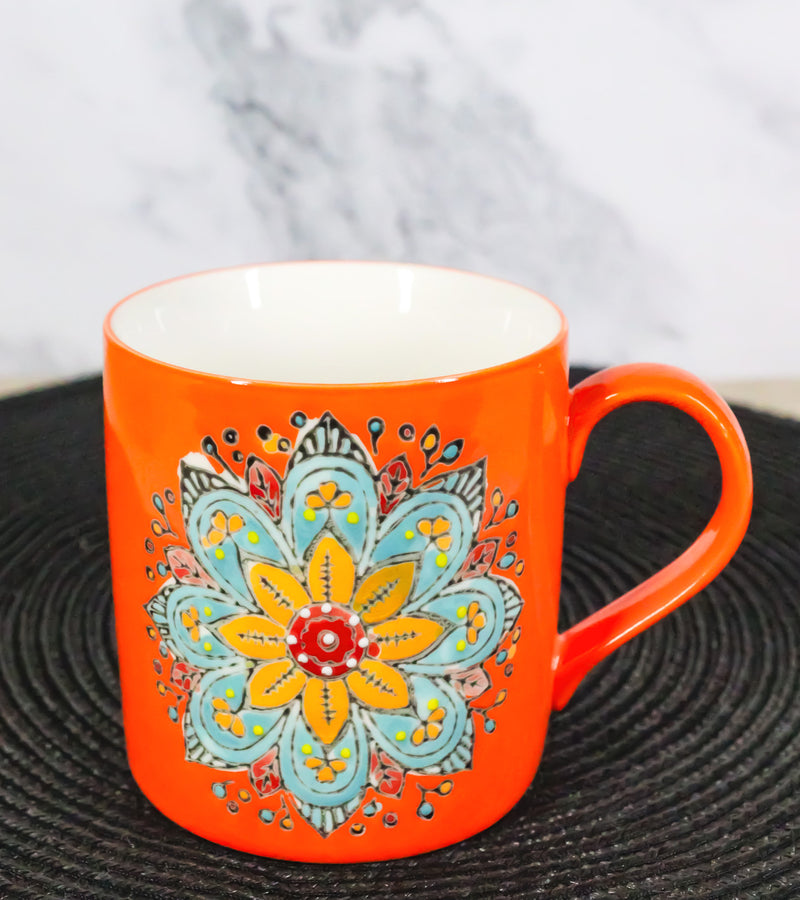 Orange Svadhishthana Sacral Chakra Zen Flower Of Life Mandala Circle Ceramic Mug