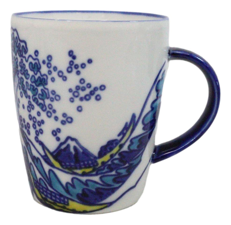 Pack Of 4 Japanese Hokusai Great Wave Mount Fuji Ceramic Mug Cups 12oz