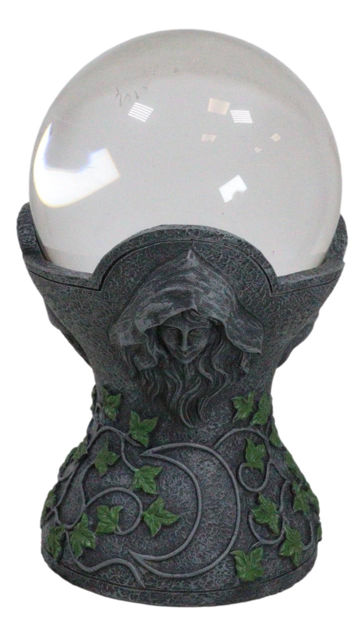 Wicca Sacred Moon Triple Goddess Mother Maiden Crone Pentagram Gazing Glass Ball