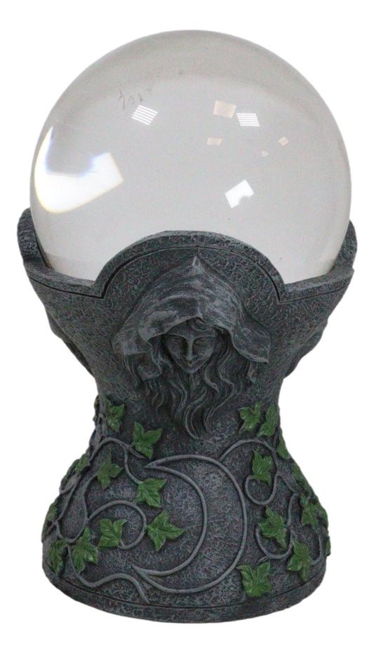 Wicca Sacred Moon Triple Goddess Mother Maiden Crone Pentagram Gazing Glass Ball
