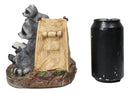 Bedtime Story Raccoon Mother & Cubs Figurine Raccoon Family Reading by Tent