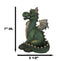 Whimsical Green Garden Dragon With Butterfly With Welcome Plank Sign Figurine