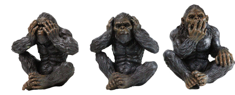 Forest Mythical See Hear Speak No Evil Sasquatch Big Foot Cryptid Apes Figurines