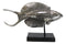Nautical Marine Silver Tone Anthias Fish Sculpture With Museum Pole Stand Decor