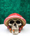 Red Macabre Toadstool Mushroom Cap Skull With Mini Fungi Figurine 5" L