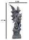 Large 17" H Gothic Crouching Wise Old Griffin Gargoyle On Pedestal Figurine