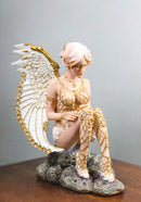 Victory Angel Winged Warrior Seraph With Golden Fish Net Outfit Figurine 6.25"H