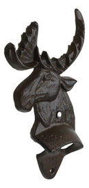 Pack Of 2 Rustic Western Country Bull Moose Cast Iron Beer Bottle Wall Openers