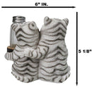 Siberian Snow White Tiger Couple Salt and Pepper Glass Shakers Holder Figurine